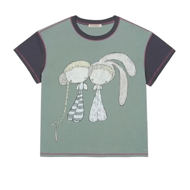 코이세이오 COLOR BLOCK GRAPHIC T-SHIRT GREEN