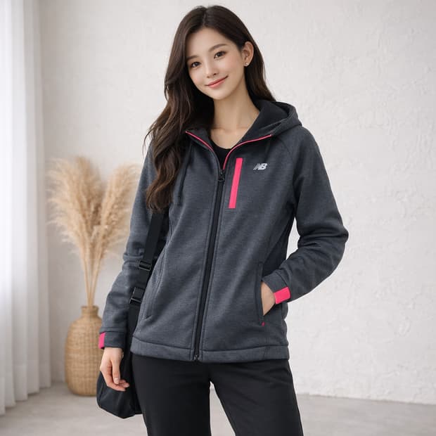 뉴발란스 NB HEAT 다크 그레이 후드 집업 자켓