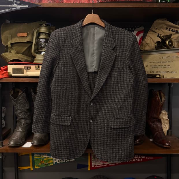 해리스 트위드 하운드 투스 체크 패턴 퓨어 울 스포츠 코트 블레이져