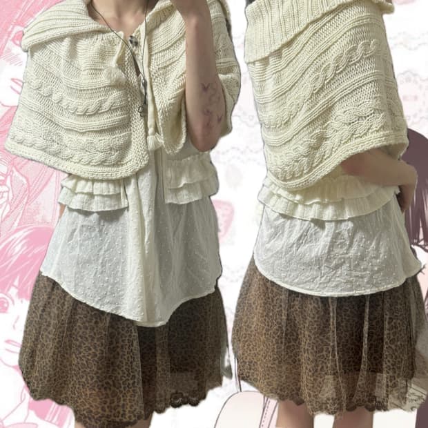 (4개코디택포) 모리걸 케이프 도트 호피 세트