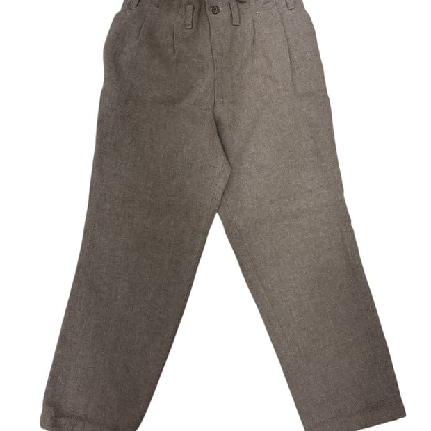 베이지 헤링본 핀턱 슬랙스