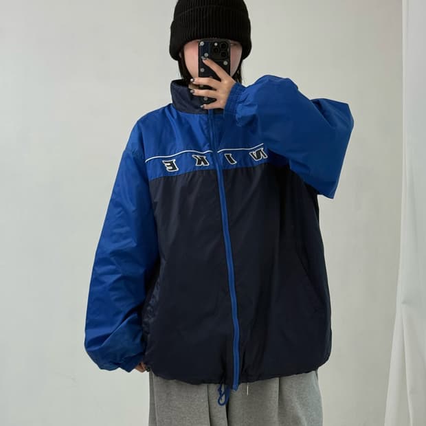 나이키 올드스쿨 블루 누빔 자켓