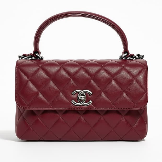 [정품/A급] 샤넬 트렌디 CC 플랩백 버건디 / 램스킨 퀼팅 / 실버