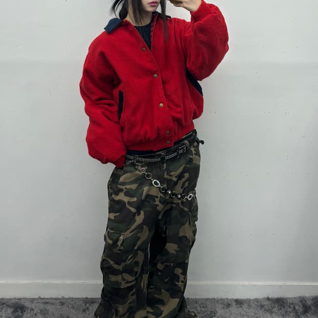 90s 아메리칸 빈티지 크롭 봄버 자켓