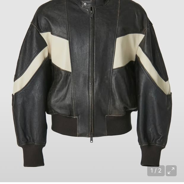 쿠어 디스트레스 믹스드 레더 점퍼 S