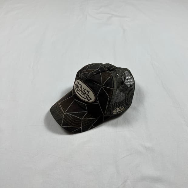 본더치 von dutch 로고 패치워크 메쉬 트러커 캡 모자