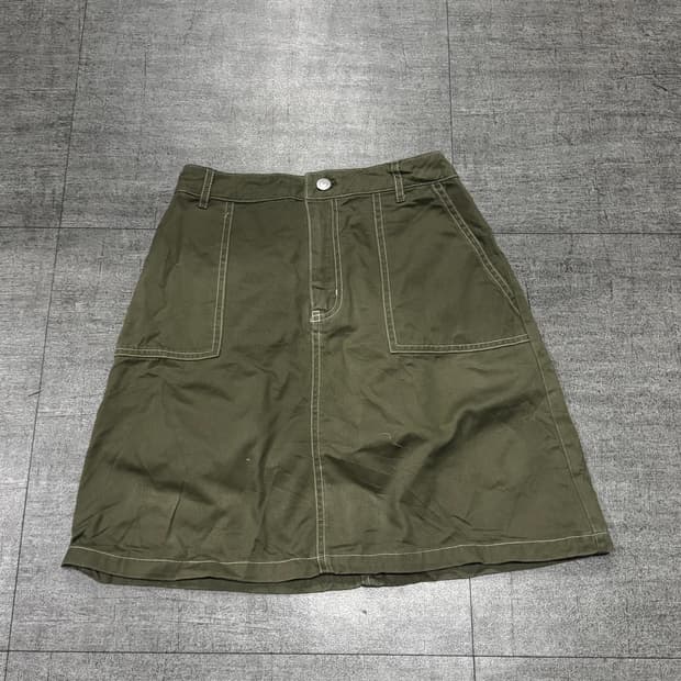 Colza 콜자 하구미모리걸 할메카지갸루 워크미니스커트 카키브라운