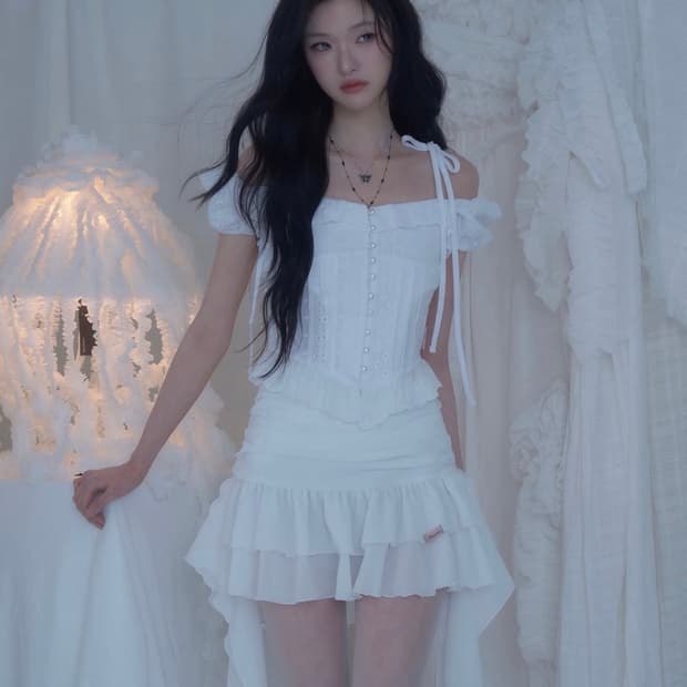 뉴얼린 로제 오프숄더 핀턱 레이스 🤍