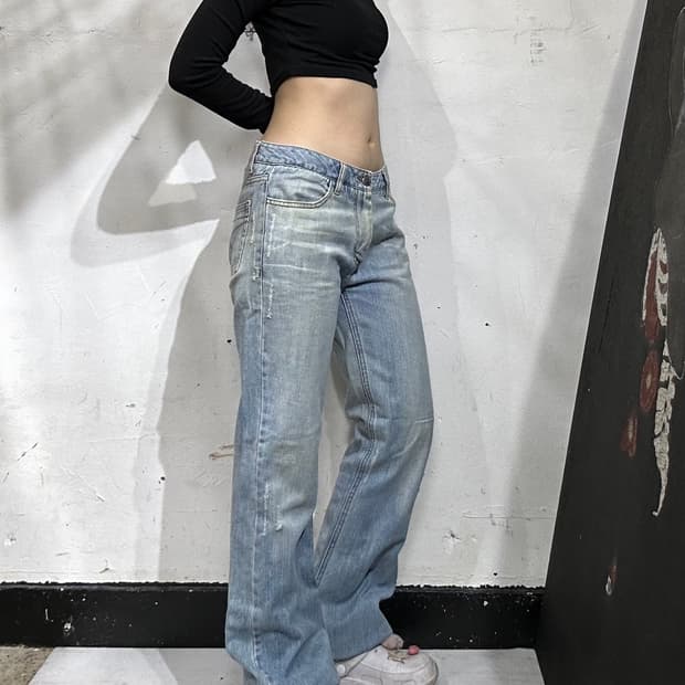 CK 캘빈 클라인 부츠컷 와이드 연청 데님 팬츠 청바지 