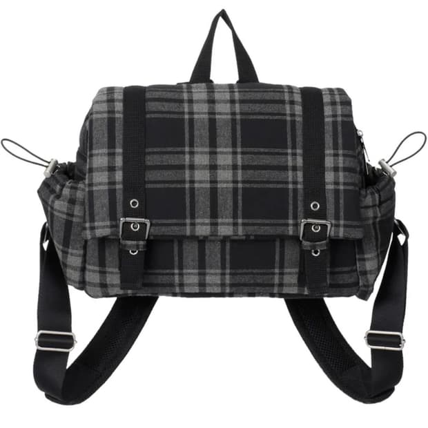 파히섬 네모 체크 백팩 블랙