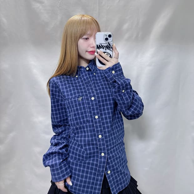 아베크롬비 자수로고 체크 셔츠 