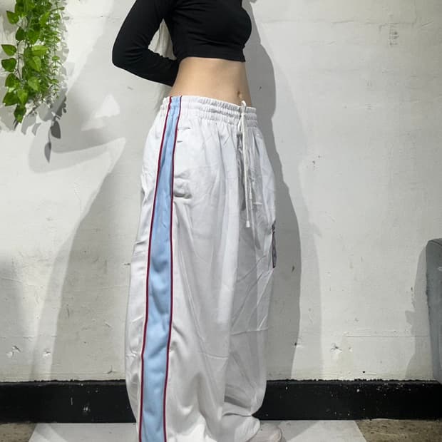90s 사우스폴 올드스쿨 화이트 사이드 라인 힙합 팬츠 트레이닝 바지 