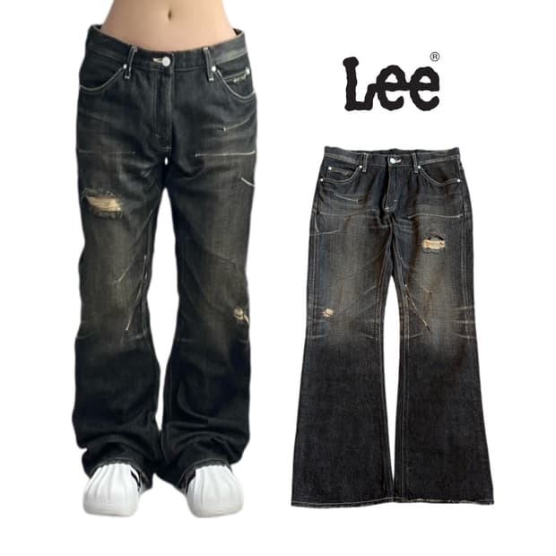 LEE 리 제팬 흑청 부츠컷 워싱 디스트레스드 데님팬츠
