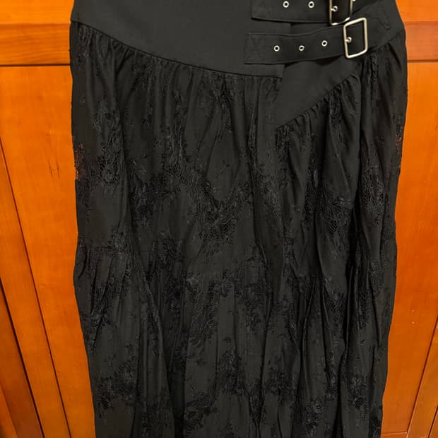 Aimons 레이스 롱 스커트 블랙