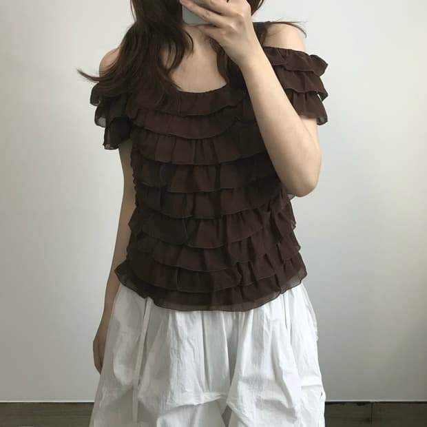 빈티지 캉캉 오프숄더 블라우스