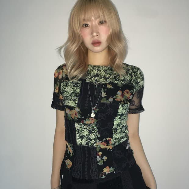 Vintage archive flower layered lace blou