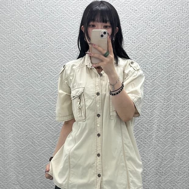 빈티지 캐주얼 밀리터리 사파리 헌팅 포켓 셔츠 XL C12072
