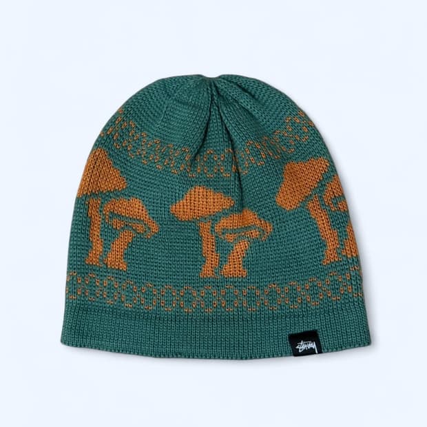 스투시 머쉬룸 니트 비니 그린