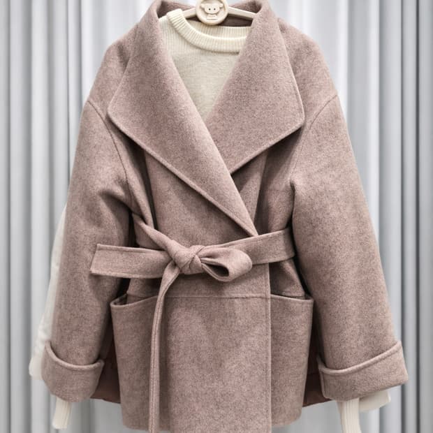 벨트 울 코트 토프 베이지 free