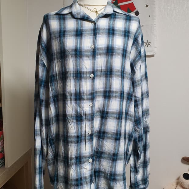 [빈티지] 블루 체크 남방 루즈핏 셔츠