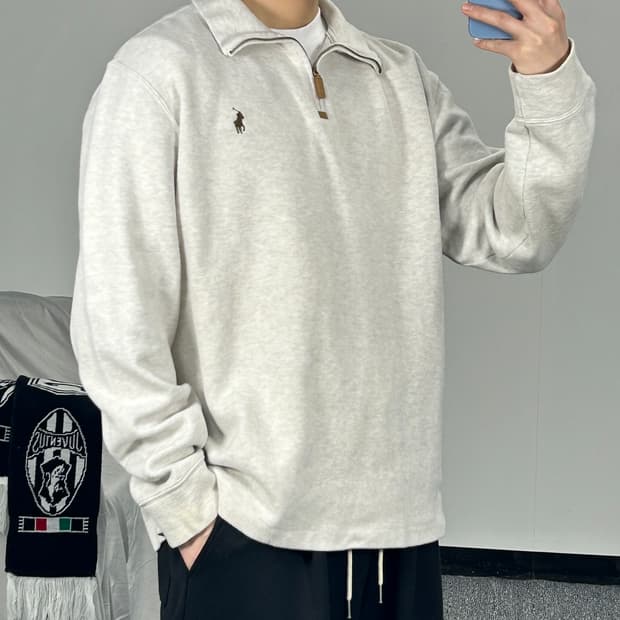 폴로 랄프로렌 오트밀 멀티포니 하프집업 L 