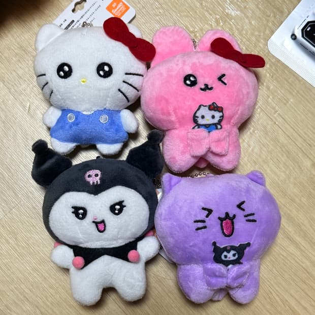 최고심 x 산리오 키티 쿠로미 마스코트 인형 키링