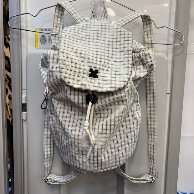 빈티지 체크 스트링 백팩