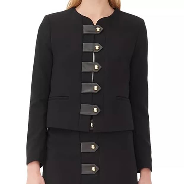 36 SANDRO 산드로 비니 레더 탭 금장 버튼 자켓