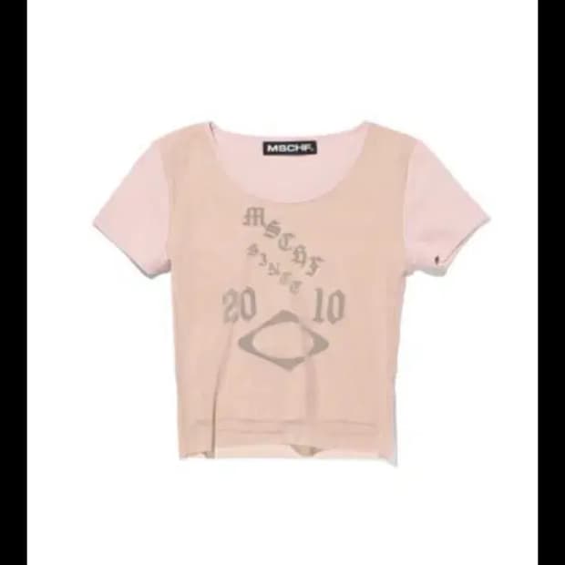 미스치프 반팔 매쉬 탑 라이트베이지 / 핑크 / m