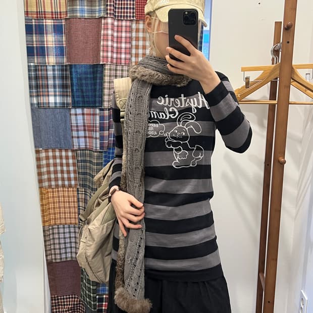 히스테릭글래머 버니 스트라이프 롱슬리브