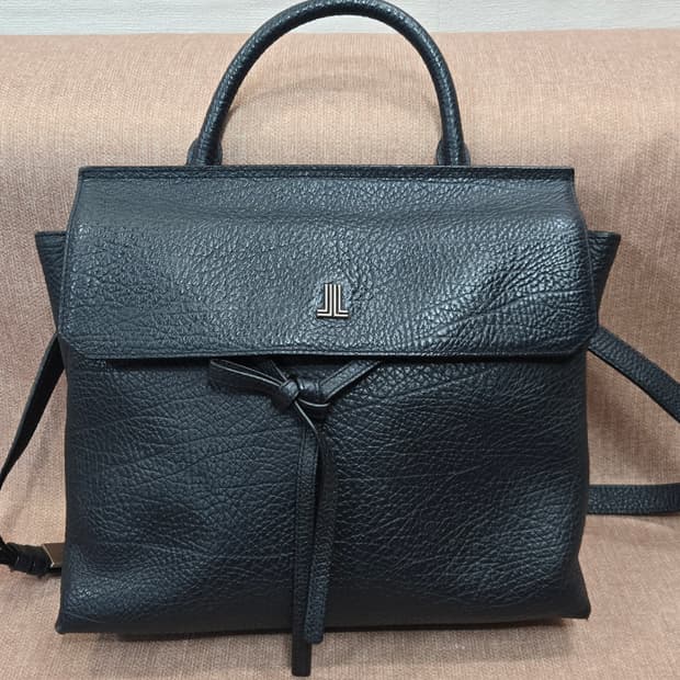 정품 랑방컬렉션 JL 로고 블랙 레더 토트백 / 숄더백