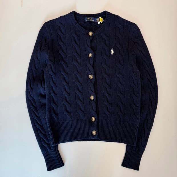 폴로 랄프로렌 신형 QR라벨 캐시미어 블랜드 케이블 가디건