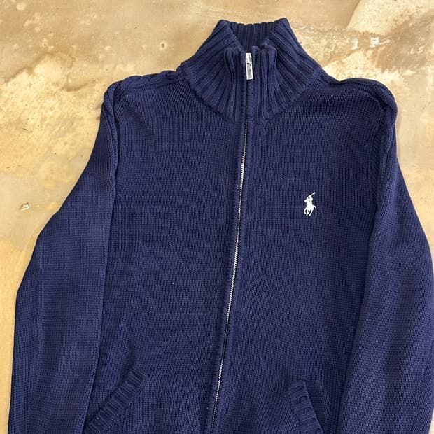 M 폴로랄프로렌 스포츠 코튼 네이비 집업 니트