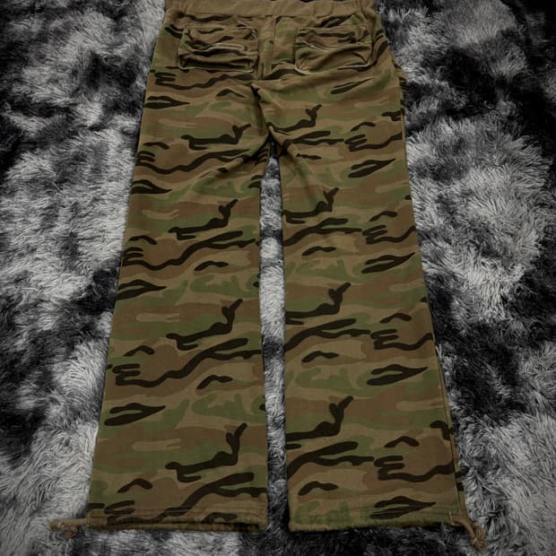 카키 카모 허리스트랩 트랙팬츠