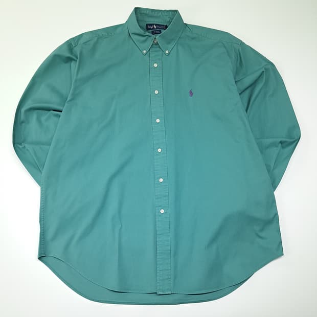 CL708 XL 폴로 90s 미국판 코튼 버튼다운 틸그린 셔츠 남방