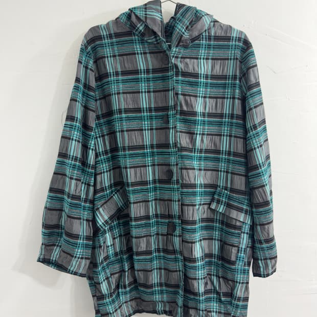mint check hood jacket