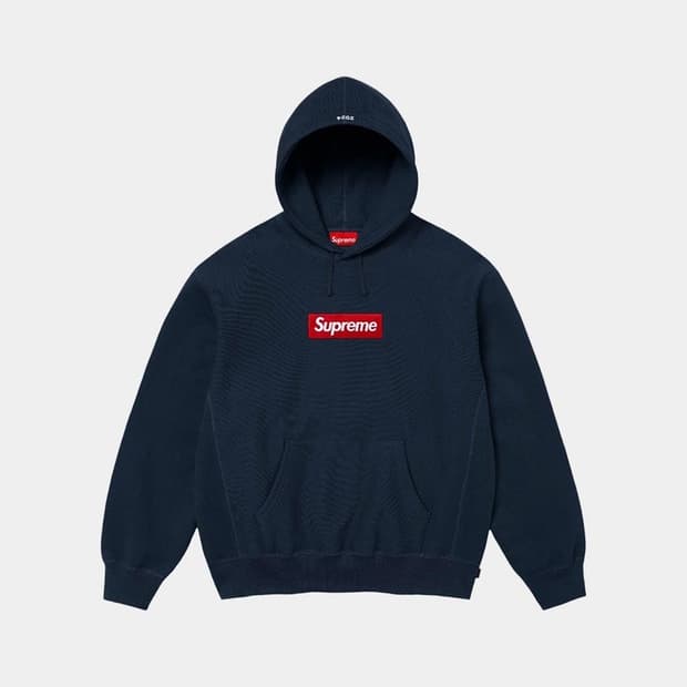 슈프림 박스로고 후드 24fw 네이비 M