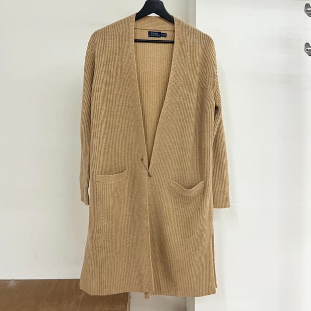 폴로 랄프로렌 베이지 립드 니트 가디건