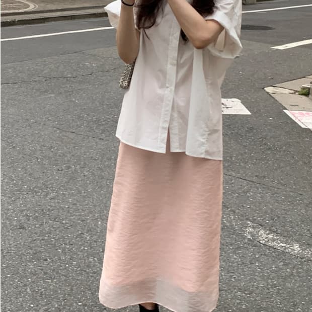 새상품) 리어스 글로우레이어 스커트 피치핑크 S