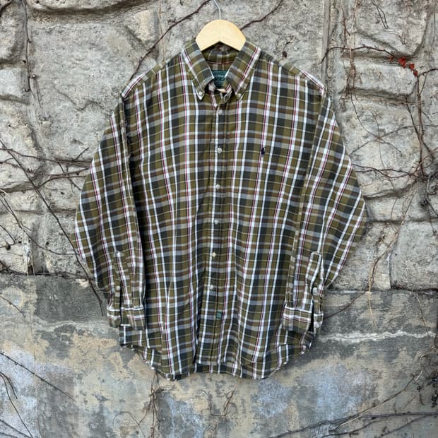 90s rrl 폴로 컨트리 랄프로렌 빈티지 체크 셔츠 m