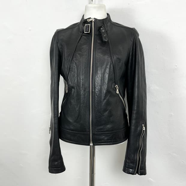 Cowhide Leather Zip-Up Jacket