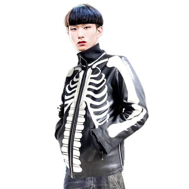 ( 레어) 05년도 네이버후드 아카이브 본 니트하이넥 카우레더 봄버자켓