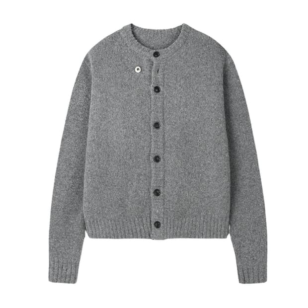 토니웩 베이비 알파카 브러시드 크루넥 가디건 멜란지 그레이