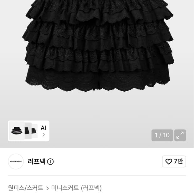 러프넥 레이스 튜튜 팬츠 스커트 블랙