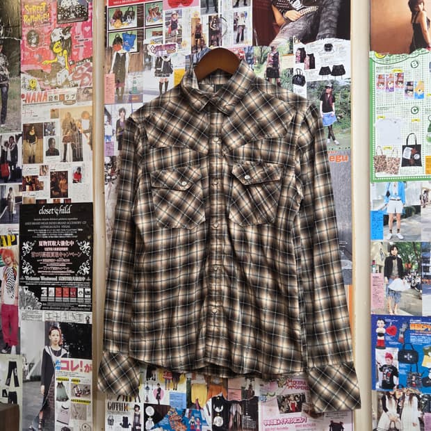 JPN 웨스턴 무드 글리터 체크 셔츠