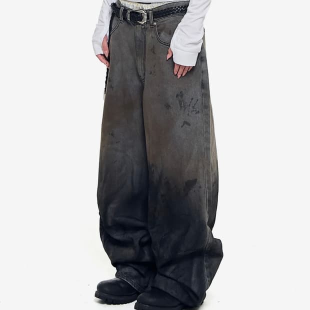 아캄 /Dirty Gradation Denim Pants (Gray) 1