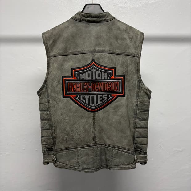 할리데이비슨 빅로고 가죽 베스트