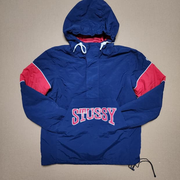 STUSSY 컬러블록 나일론 아노락 후드 자켓