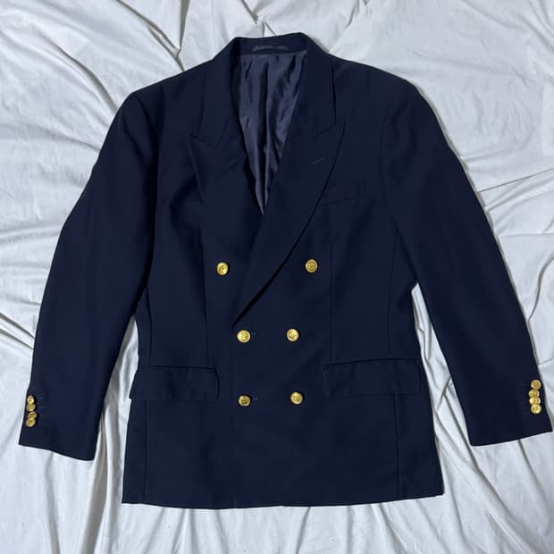 제이프레스 더블 브레스티드 네이비 금장 블레이저