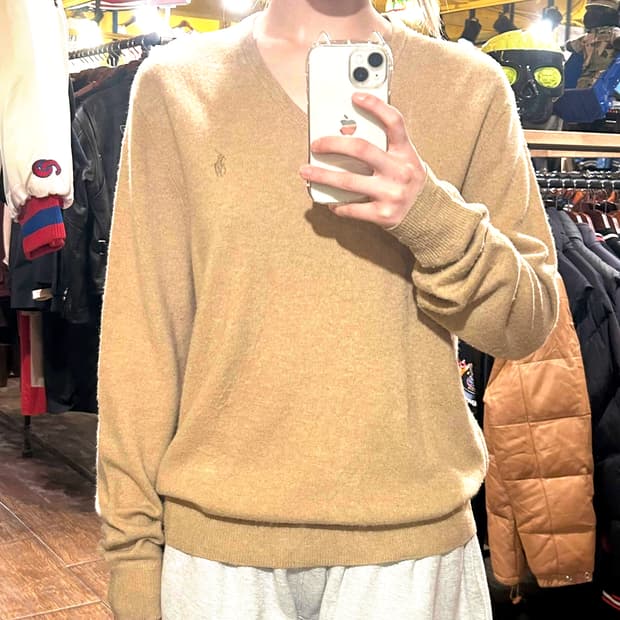 [HI] 폴로 브이넥 니트 베이지 